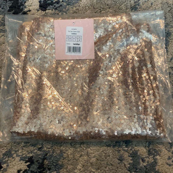 ITS FAIR GAME SKIRT IN ROSE GOLD SEQUIN - Picture 8 of 8